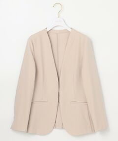 ANY SIS / エニィスィス ノーカラージャケット | 【セットアップ可】リネンライクポリエステル ノーカラー ジャケット