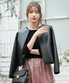 ANY SIS / エニィスィス ノーカラージャケット | 【Oggi1月号掲載】シックフェイクレザー ジャケット