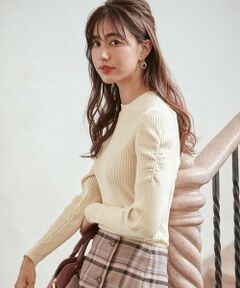 ANY SIS / エニィスィス ニット・セーター | 【洗える】袖シャーリングリブ ニット