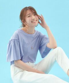 ANY SIS / エニィスィス カットソー | シルケットストライプ フレアスリーブ カットソー