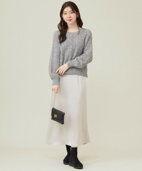 ANY SIS / エニィスィス ミニ・ひざ丈スカート | 【洗える】ダルサテンナロー スカート | 詳細3