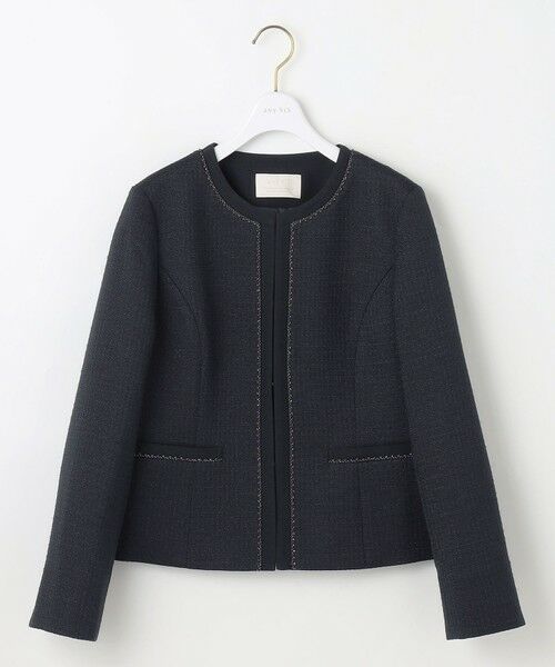 リップルボーダーストレッチ ジャケット （ノーカラージャケット