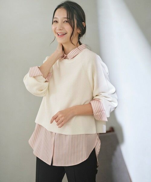 ANY SIS / エニィスィス ニット・セーター | 【BAILA12月号掲載・貴島明日香さんコラボ】ニットレイヤード シャツ ツインセット | 詳細1