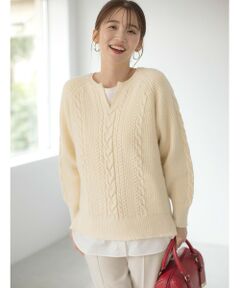 ANY SIS / エニィスィス ニット・セーター | 【洗える】キーネックケーブル ニット
