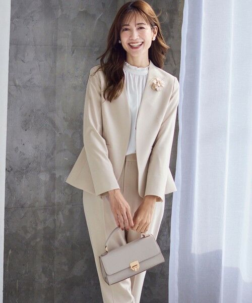 ANY SIS / エニィスィス ノーカラージャケット | 【洗える】セレモニーダブルクロス カラーレス ジャケット | 詳細11