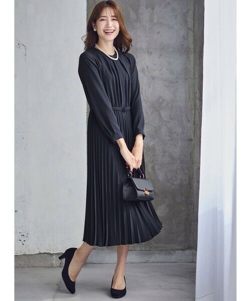 洗える】ノーブルプリーツ ワンピース （ロング・マキシ丈