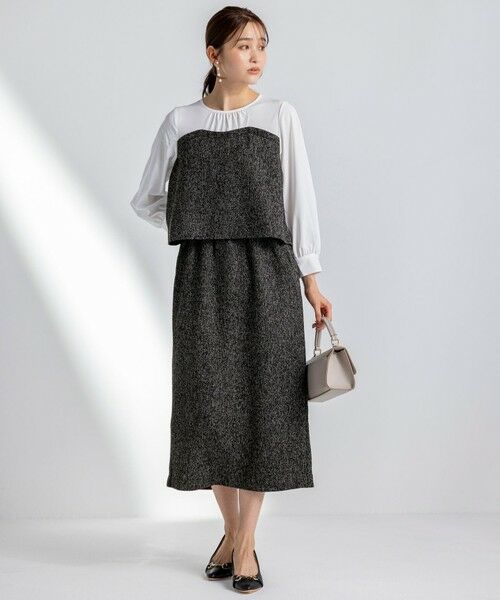 ANY SIS / エニィスィス ロング・マキシ丈ワンピース | 【洗える】ツイードコンビ ワンピース | 詳細1