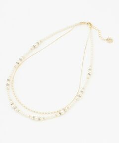 ANY SIS / エニィスィス ネックレス・ペンダント・チョーカー | 2連メタルストーンパール調 ネックレス