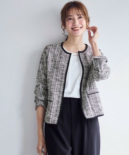 ANY SIS/エニィスィス 【2SET】ウォッシャブルジャケット × ブラウス セット ブラックミックス 2 ANY SIS/エニィスィス 【2SET】ウォッシャブルジャケット × ブラウス セット ブラックミックス 2