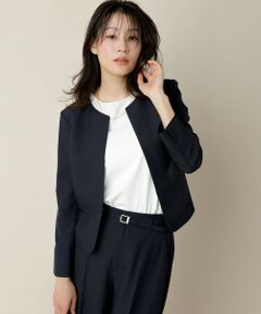レディース　セットアップ　サイズL EPOCA ノーカラー　ボタン無し　ブラック レディース ノーカラージャケット（条件：セットアップ