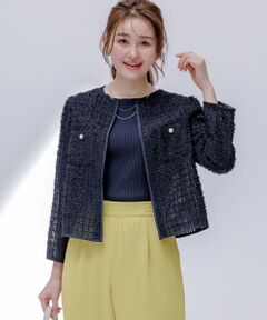 ANY SIS / エニィスィス ノーカラージャケット | リボンヤーンシアーツイード ジャケット