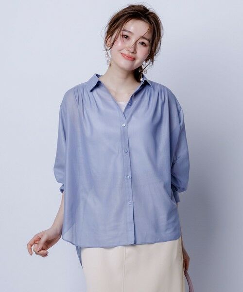 セール】 【洗える】リネンライクシアーローン ブラウス