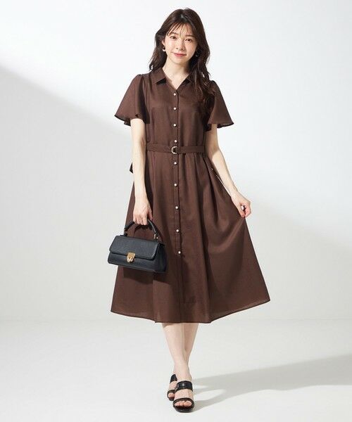 ANY SIS / エニィスィス ロング・マキシ丈ワンピース | 【接触冷感・UVカット・速乾】スムージーポリエステル シャツワンピース(【WEB限定】ブラウン)