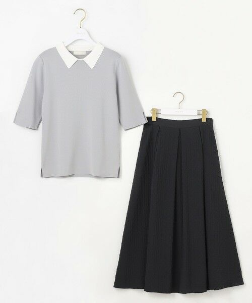 ANY SIS / エニィスィス セットアップ | 【好印象企画】襟配色ニット×タックスカートセット | 詳細3