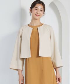 【在庫限り】cepoセポ　ノーカラー　ブルゾン　綺麗め　ベージュ　人気　L ふわふわボアノーカラーブルゾン[リバーシブル][WEB限定
