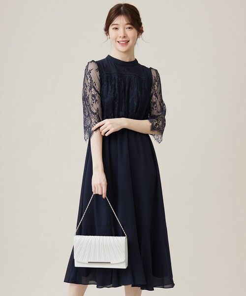 ANY SIS / エニィスィス ドレス | 【洗える】レーシーケープ ドレス(ネイビー)