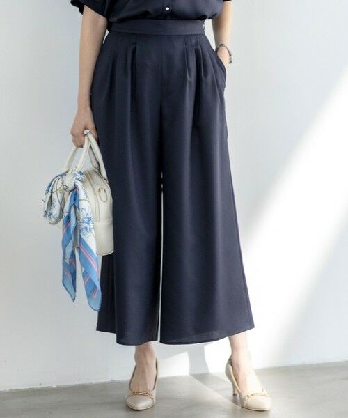 ANY SIS/エニィスィス 【接触冷感・UVカット・速乾】スムージーポリエステルタックフレア パンツ ネイビー 2 ANY SIS/エニィスィス 【接触冷感・UVカット・速乾】スムージーポリエステルタックフレア パンツ ネイビー 2