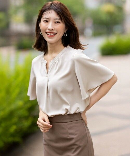 美品✨ スタイリング S/S シャツジャケット UVカット 接触冷感 24SS any SiS ジャケット ノーカラージャケット 「UVカット / 接触冷