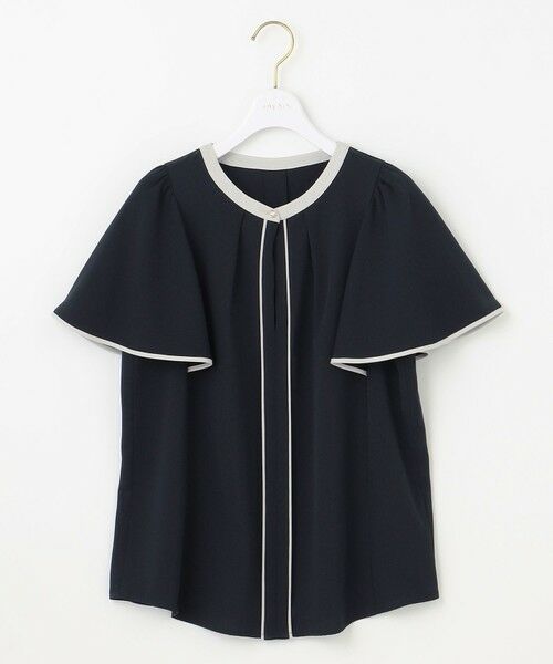洗える】バイカラーフレア ブラウス （シャツ・ブラウス）｜any