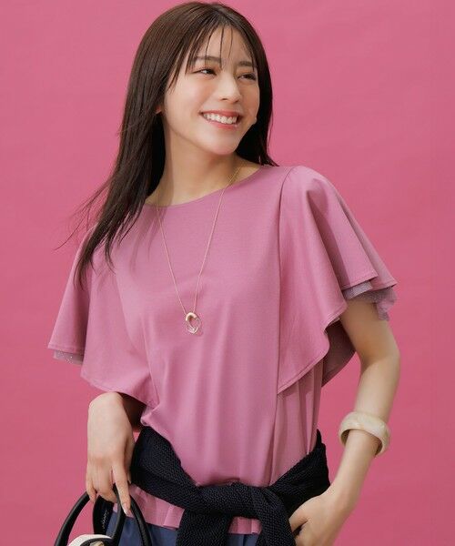 ANY SIS/エニィスィス 【接触冷感・UVケア】着映えフリルスリーブ カットソー ピンク 2 ANY SIS/エニィスィス 【接触冷感・UVケア】着映えフリルスリーブ カットソー ピンク 2