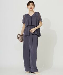 anysis エニィスィス　セットアップ　 パンツスーツ　 ノーカラー　ネイビー anysis エニィスィス セットアップ パンツスーツ ノーカラー