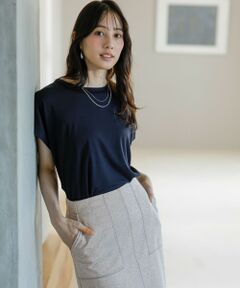 ANY SIS / エニィスィス カットソー | 【接触冷感・UVカット・洗える】ハイストレッチスムースフレンチスリーブ カットソー