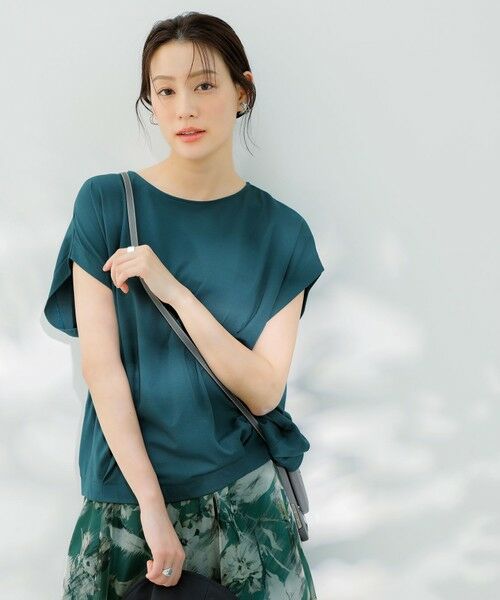 ANY SIS/エニィスィス 【接触冷感・UVカット・洗える】ハイストレッチスムースフレンチスリーブ カットソー ダークグリーン 2 ANY SIS/エニィスィス 【接触冷感・UVカット・洗える】ハイストレッチスムースフレンチスリーブ カットソー ダークグリーン 2