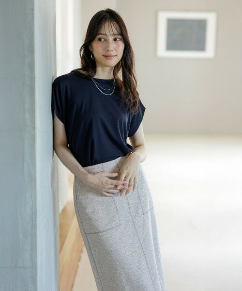 ANY SIS / エニィスィス カットソー | 【接触冷感・UVカット・洗える】ハイストレッチスムースフレンチスリーブ カットソー | 詳細11