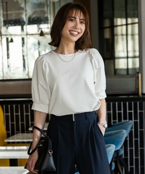 ANY SIS/エニィスィス 【洗える】シャイニーラメパフスリーブ カットソー シャンパン M ANY SIS/エニィスィス 【洗える】シャイニーラメパフスリーブ カットソー シャンパン M