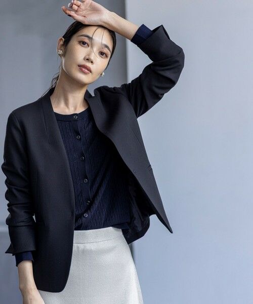 ANY SIS / エニィスィス ノーカラージャケット | ビューティサーモ2WAYストレッチ ノーカラージャケット | 詳細1