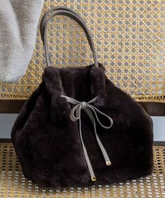 【2WAY】フェイクファーリボン バッグ