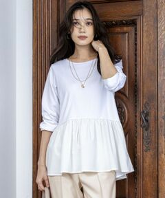 ANY SIS / エニィスィス カットソー | スムースコンビペプラム カットソー