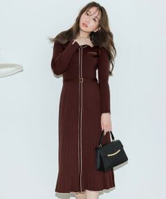 ANY SIS / エニィスィス ミニ丈・ひざ丈ワンピース | バイカラーデザインニット ワンピース