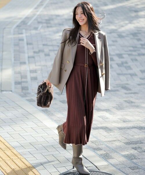 ANY SIS / エニィスィス ミニ丈・ひざ丈ワンピース | バイカラーデザインニット ワンピース | 詳細1