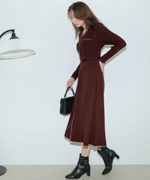 ANY SIS / エニィスィス ミニ丈・ひざ丈ワンピース | バイカラーデザインニット ワンピース | 詳細2