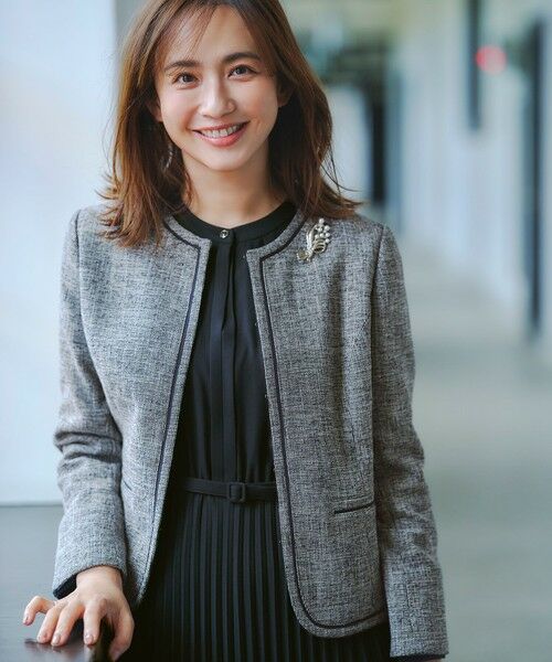 ANY SIS / エニィスィス ノーカラージャケット | ライトストレッチ ツイード ジャケット | 詳細6