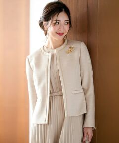 ANY SIS / エニィスィス ノーカラージャケット | リップルボーダーストレッチ ジャケット