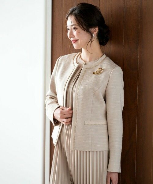 ANY SIS / エニィスィス ノーカラージャケット | リップルボーダーストレッチ ジャケット | 詳細14