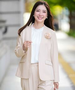 ANY SIS / エニィスィス ノーカラージャケット | セレモニーダブルクロス カラーレス ジャケット