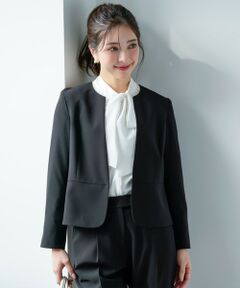 ANY SIS / エニィスィス ノーカラージャケット | セレモニーダブルクロス クルーカラー ジャケット