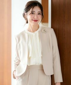 ANY SIS / エニィスィス ノーカラージャケット | セレモニーダブルクロス クルーカラー ジャケット