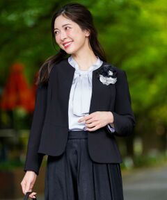 ANY SIS / エニィスィス ノーカラージャケット | セレモニーダブルクロス クルーカラー ジャケット