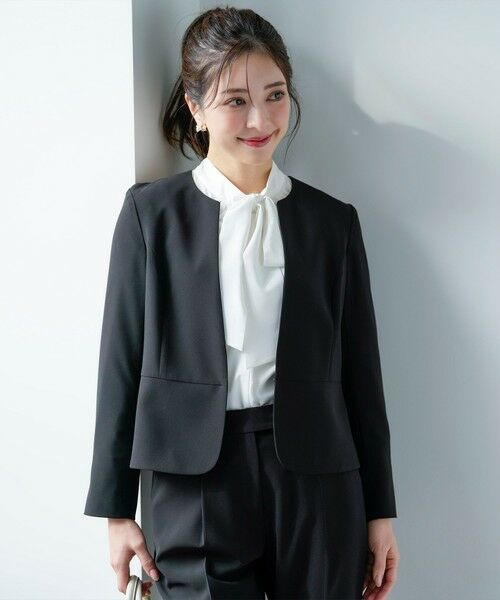 ANY SIS / エニィスィス ノーカラージャケット | セレモニーダブルクロス クルーカラー ジャケット（ブラック）