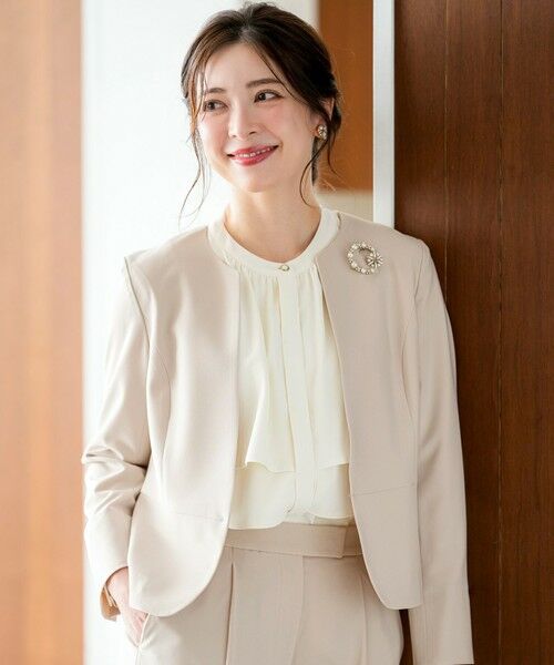 ANY SIS / エニィスィス ノーカラージャケット | セレモニーダブルクロス クルーカラー ジャケット | 詳細4