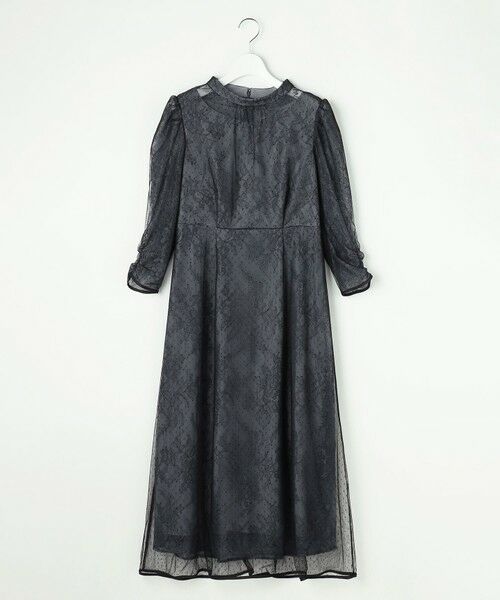 ANY SIS / エニィスィス ドレス | 【Lily Calin】バイカラードットチュール ドレス（ブルーグレー×ブラックレース）