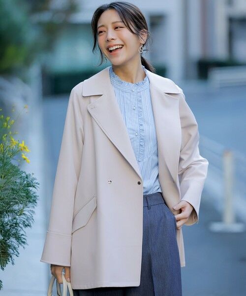 ANY SIS / エニィスィス トレンチコート | 【2WAY】エレカジストレッチミドルトレンチ コート（ライトグレー）