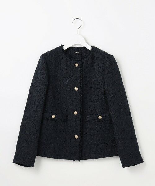ANY SIS / エニィスィス ノーカラージャケット | ノーカラーフリンジツイード ジャケット | 詳細4