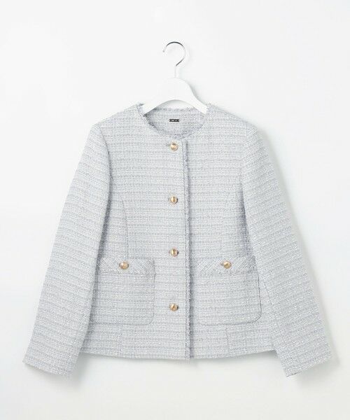 ANY SIS / エニィスィス ノーカラージャケット | ノーカラーフリンジツイード ジャケット | 詳細9