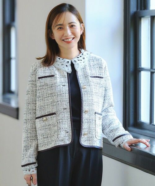 ANY SIS / エニィスィス ノーカラージャケット | ネップツイード ジャケット（ミックス）