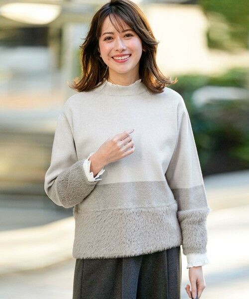 ANY SIS / エニィスィス ニット・セーター | フェザーブロッキング ニット（グレー）